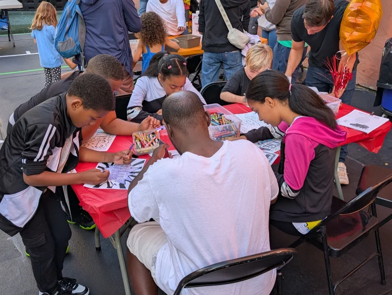 Families at craft station