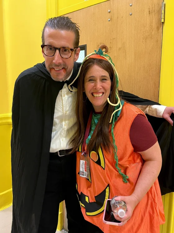 Principal Addi and VP Hamlin in Halloween costumes