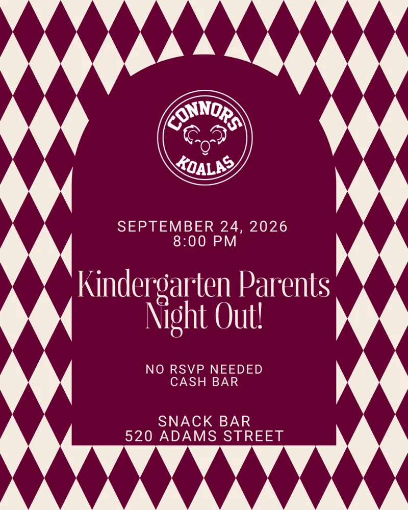 Kindergarten Parents Night Out flyer for September 24 at Snack Bar