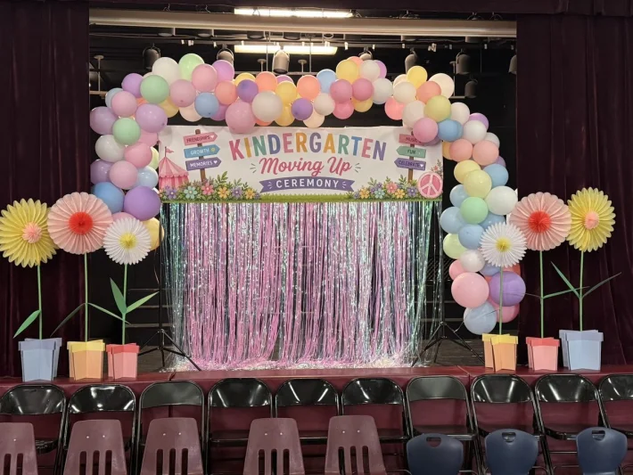 Kindergarten Moving Up ceremony stage at Connors