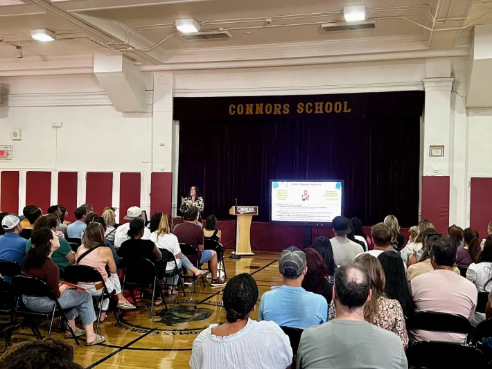 Connors admin presenting at Kindergarten Orientation