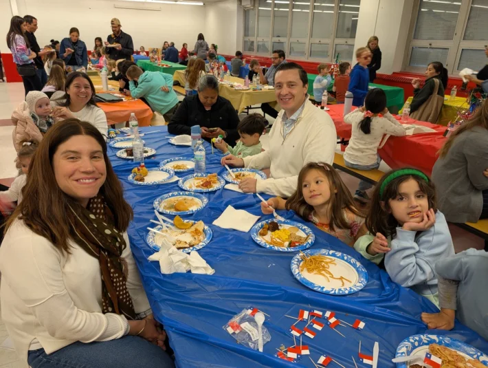 Connors families sharing a meal at the Multicultural Dinner